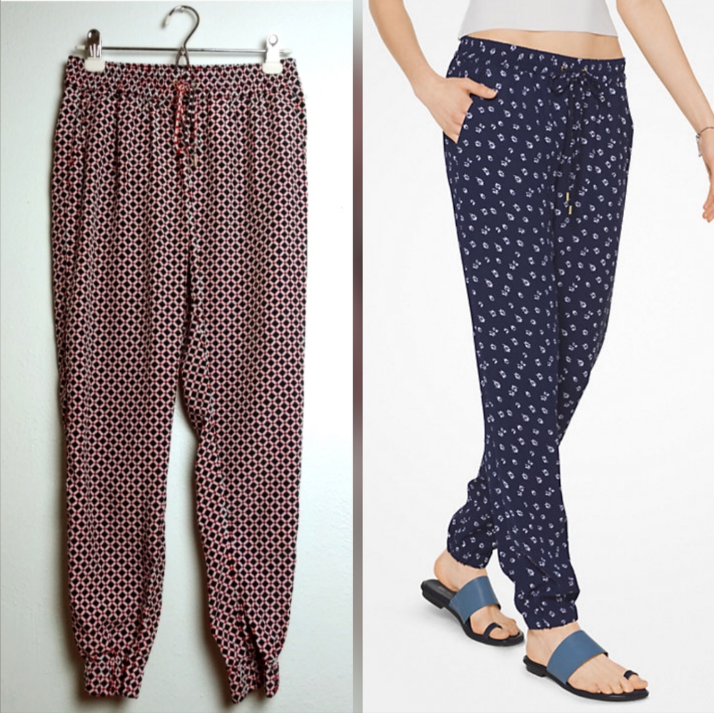Michael Kors Navy Geo Print Track Pant Drawstring Size 6